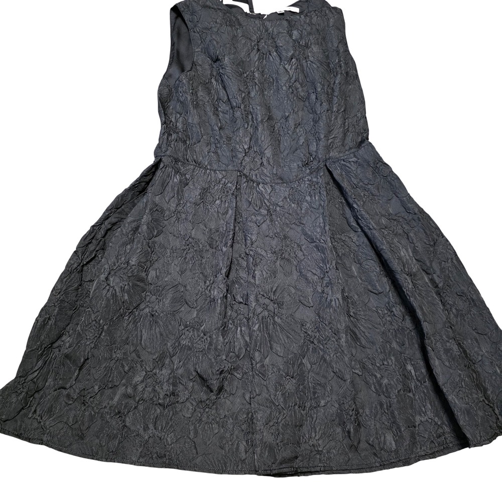 MAX STUDIO Black Textured Jacquard Fit Flare Dress Size 12 Sleeveless‎ Zipper